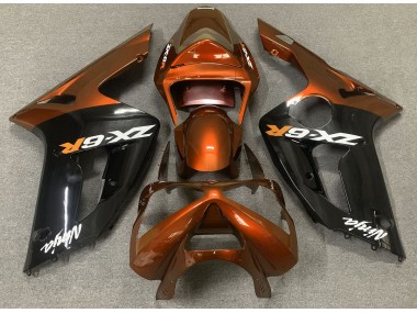 Arancio Lucido & Nero 03-04 Kawasaki ZX6R Carene Moto