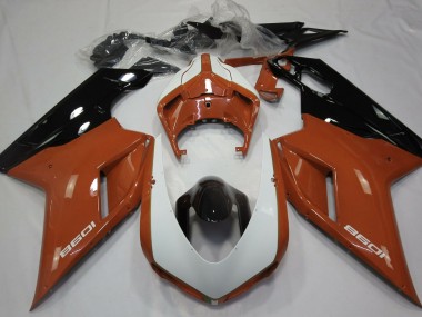 Arancione Lucido & Bianco 07-14 Ducati 848 1098 1198 Carene Moto