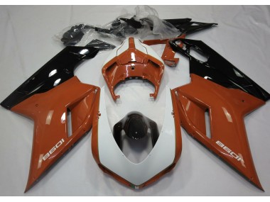 Arancione Lucido & Bianco 07-14 Ducati 848 1098 1198 Carene Moto