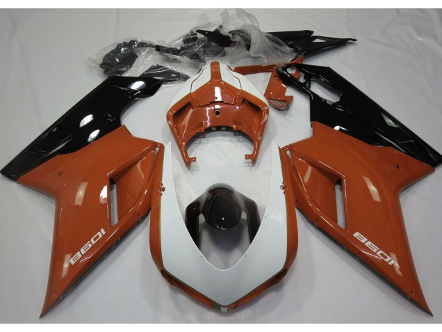 Arancione Lucido & Bianco 07-14 Ducati 848 1098 1198 Carene Moto Arancione Lucido & Bianco 07-14 Ducati 848 1098 1198 Carene Moto