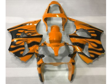 Arancione & Nero Fiamma 00-02 Kawasaki ZX6R Carene Moto