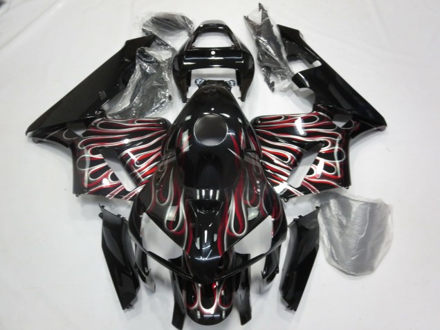 Argent Et Rouge Flamme 05-06 Honda CBR600RR Carene Moto Argent Et Rouge Flamme 05-06 Honda CBR600RR Carene Moto