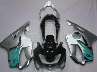 Argento Lucido & Verde Acqua 99-00 Honda CBR600 F4 Carene Moto