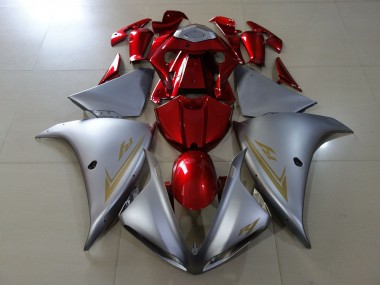 Argento Opaco & Rosso Lucido 09-11 Yamaha R1 Carene Moto