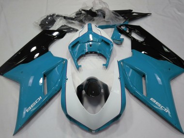 Azzurro & Bianco Lucidi 07-14 Ducati 848 1098 1198 Carene Moto