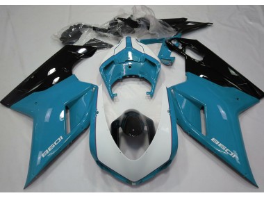 Azzurro & Bianco Lucidi 07-14 Ducati 848 1098 1198 Carene Moto