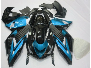 Azzurro & Nero Tinta Unita 06-11 Kawasaki ZX14R Carene Moto