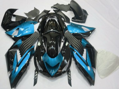 Azzurro & Nero Tinta Unita 06-11 Kawasaki ZX14R Carene Moto