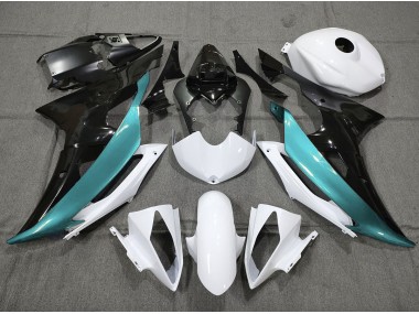 Azzurro Personalizzato In Bianco & Nero 08-16 Yamaha R6 Carene Moto