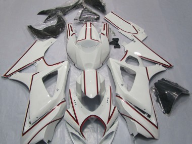 Bianco Con Striscia Rossa 07-08 Suzuki GSXR 1000 Carene Moto
