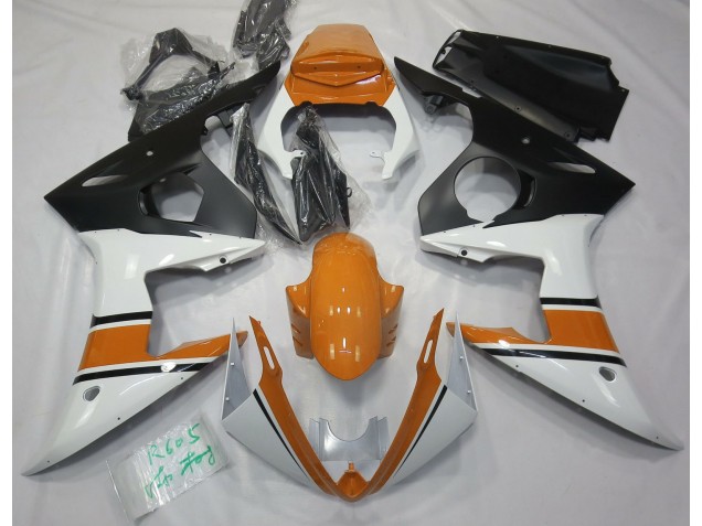 Bianco Lucido & Arancione 03-04 Yamaha R6 Carene Moto Bianco Lucido & Arancione 03-04 Yamaha R6 Carene Moto