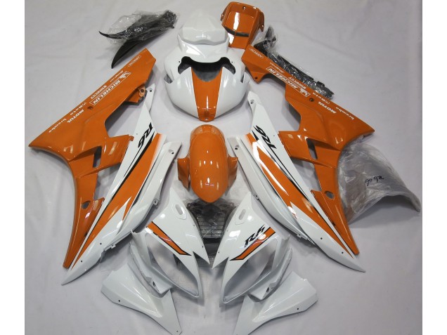 Bianco Lucido & Arancione 06-07 Yamaha R6 Carene Moto Bianco Lucido & Arancione 06-07 Yamaha R6 Carene Moto