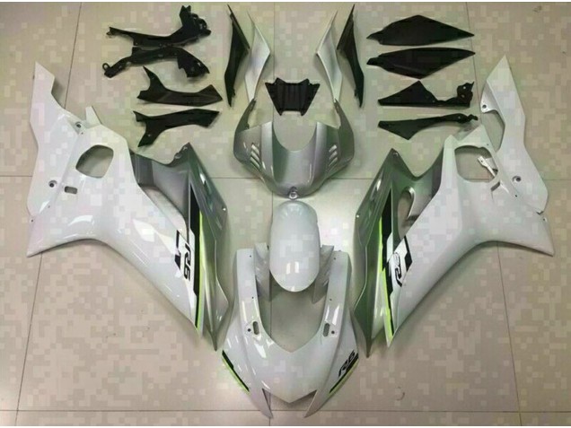 Bianco Lucido & Argento 17-21 Yamaha R6 Carene Moto Bianco Lucido & Argento 17-21 Yamaha R6 Carene Moto