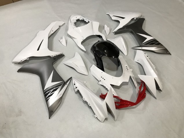 Bianco Lucido & Argento Opaco 11-24 Suzuki GSXR 600-750 Carene Moto Bianco Lucido & Argento Opaco 11-24 Suzuki GSXR 600-750 Carene Moto
