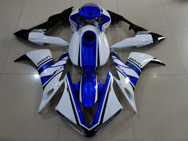 Bianco Lucido & Blu 04-06 Yamaha R1 Carene Moto Bianco Lucido & Blu 04-06 Yamaha R1 Carene Moto