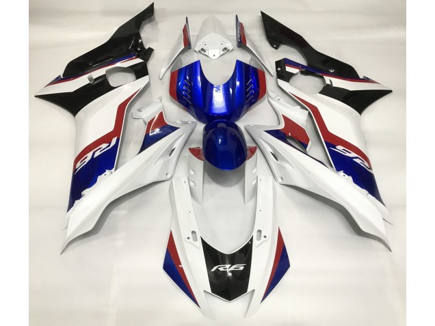 Bianco Lucido & Blu Intenso 17-21 Yamaha R6 Carene Moto Bianco Lucido & Blu Intenso 17-21 Yamaha R6 Carene Moto