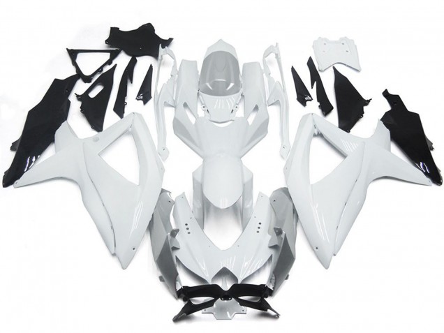 Bianco Lucido Brillante Con Argento 08-10 Suzuki GSXR 600-750 Carene Moto Bianco Lucido Brillante Con Argento 08-10 Suzuki GSXR 600-750 Carene Moto