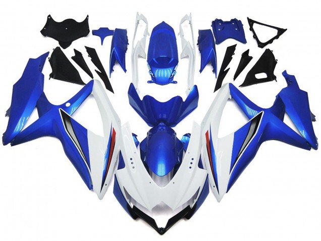Bianco Lucido Brillante Con Argento & Blu 08-10 Suzuki GSXR 600-750 Carene Moto Bianco Lucido Brillante Con Argento & Blu 08-10 Suzuki GSXR 600-750 Carene Moto