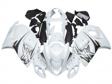 Bianco Lucido Con Loghi In Stile Argento 08-20 Suzuki GSXR 1300 Carene Moto