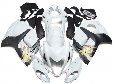 Bianco Lucido Con Stile Argento 08-20 Suzuki GSXR 1300 Carene Moto