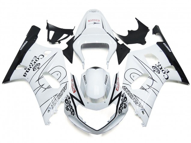 Bianco Lucido Corona & Nero 01-03 Suzuki GSXR 600-750 Carene Moto