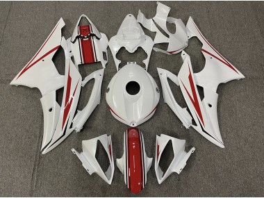 Bianco Lucido & Rosso 08-16 Yamaha R6 Carene Moto