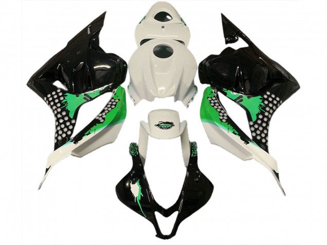 Bianco Lucido & Schizzi Verdi 09-12 Honda CBR600RR Carene Moto