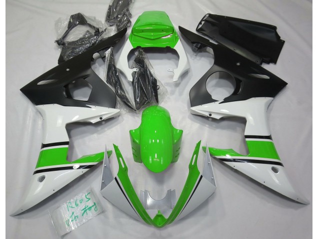 Bianco Lucido & Verde 03-04 Yamaha R6 Carene Moto