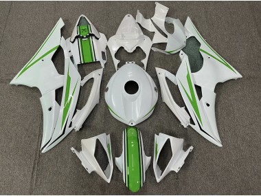 Bianco Lucido & Verde 08-16 Yamaha R6 Carene Moto