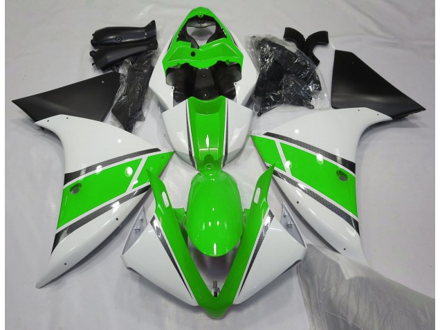Bianco Lucido & Verde 09-11 Yamaha R1 Carene Moto Bianco Lucido & Verde 09-11 Yamaha R1 Carene Moto