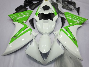 Bianco Lucido & Verde 12-14 Yamaha R1 Carene Moto