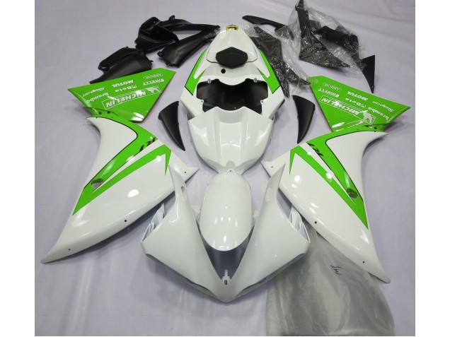 Bianco Lucido & Verde 12-14 Yamaha R1 Carene Moto Bianco Lucido & Verde 12-14 Yamaha R1 Carene Moto