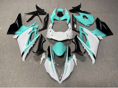 Bianco Lucido & Verde Acqua 13-16 Triumph Daytona 675 Carene Moto