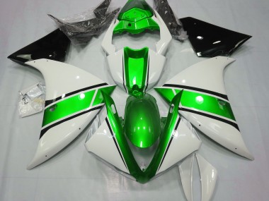 Bianco Lucido & Verde Metallizzato 09-11 Yamaha R1 Carene Moto