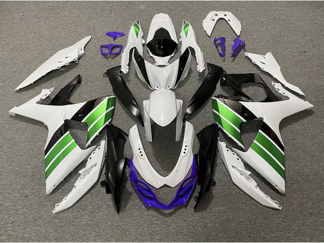 Bianco Lucido Verde Nero & Viola 09-16 Suzuki GSXR 1000 Carene Moto Bianco Lucido Verde Nero & Viola 09-16 Suzuki GSXR 1000 Carene Moto