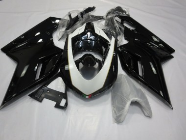Bianco & Nero Lucido 07-14 Ducati 848 1098 1198 Carene Moto