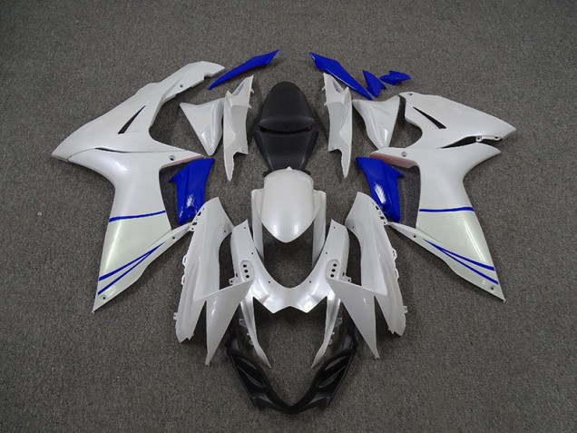 Bianco Perla & Blu Scuro 11-24 Suzuki GSXR 600-750 Carene Moto Bianco Perla & Blu Scuro 11-24 Suzuki GSXR 600-750 Carene Moto