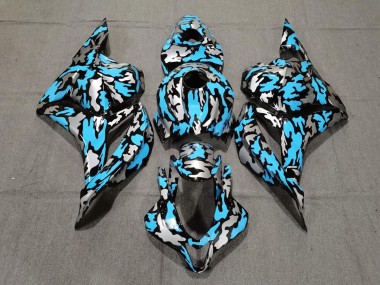 Blu/Argento Personalizzato Camo 09-12 Honda CBR600RR Carene Moto
