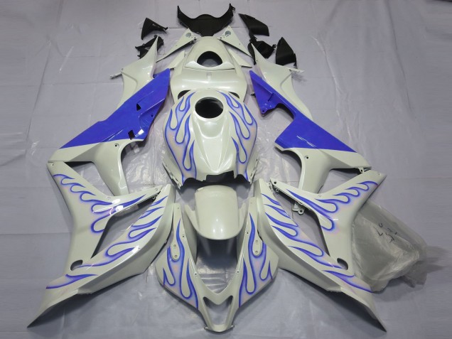Blu Fiamma Su Bianco 07-08 Honda CBR600RR Carene Moto Blu Fiamma Su Bianco 07-08 Honda CBR600RR Carene Moto