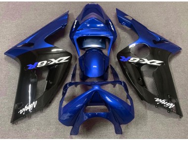 Blu Lucido & Nero 03-04 Kawasaki ZX6R Carene Moto