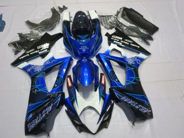 Blu & Nero Corona 07-08 Suzuki GSXR 1000 Carene Moto