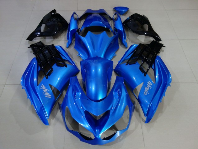 Blu Vivace & Nero Lucido 12-21 Kawasaki ZX14R Carene Moto Blu Vivace & Nero Lucido 12-21 Kawasaki ZX14R Carene Moto