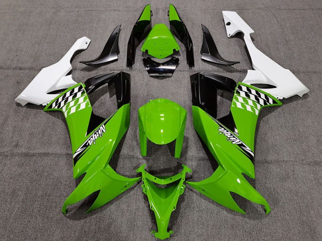 Cheq Verde & Bianco 08-10 Kawasaki ZX10R Carene Moto