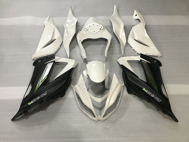 Cristallo Bianco & Nero Satinato 13-18 Kawasaki ZX6R Carene Moto Cristallo Bianco & Nero Satinato 13-18 Kawasaki ZX6R Carene Moto