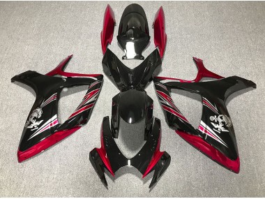 Design Rosso Lucido & Nero 06-07 Suzuki GSXR 600-750 Carene Moto