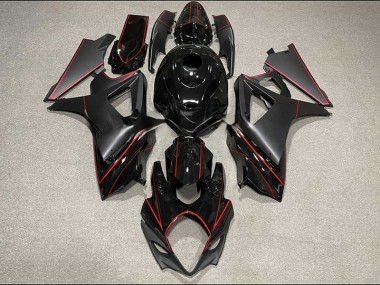 Finiture Nere & Rosse Opache & Lucide 07-08 Suzuki GSXR 1000 Carene Moto
