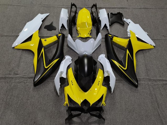 Giallo Lucido & Bianco 08-10 Suzuki GSXR 600-750 Carene Moto Giallo Lucido & Bianco 08-10 Suzuki GSXR 600-750 Carene Moto