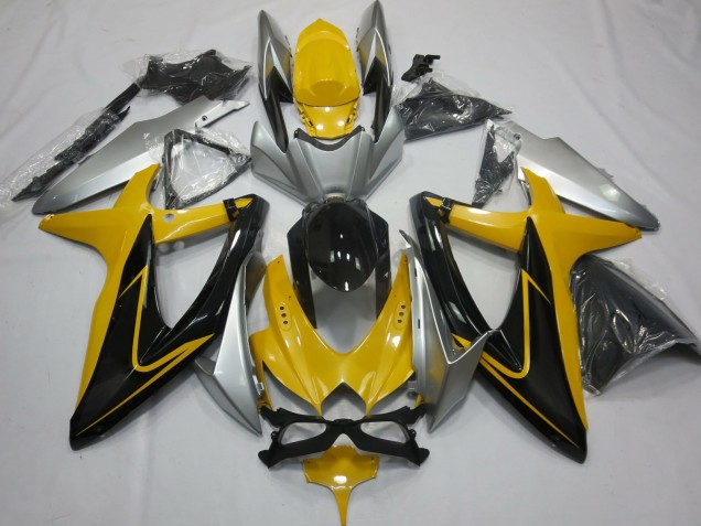 Giallo Nero & Argento 08-10 Suzuki GSXR 600-750 Carene Moto Giallo Nero & Argento 08-10 Suzuki GSXR 600-750 Carene Moto