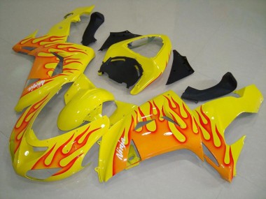 Jaune Orange Flamme 06-07 Kawasaki ZX10R Carene Moto