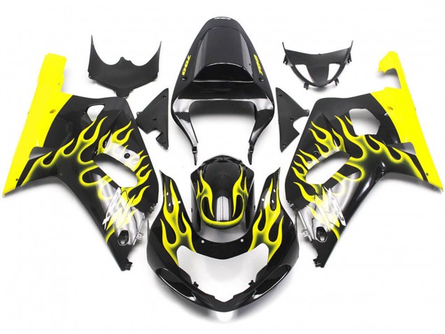 Jaune Vif Flamme 01-03 Suzuki GSXR 600-750 Carene Moto Jaune Vif Flamme 01-03 Suzuki GSXR 600-750 Carene Moto